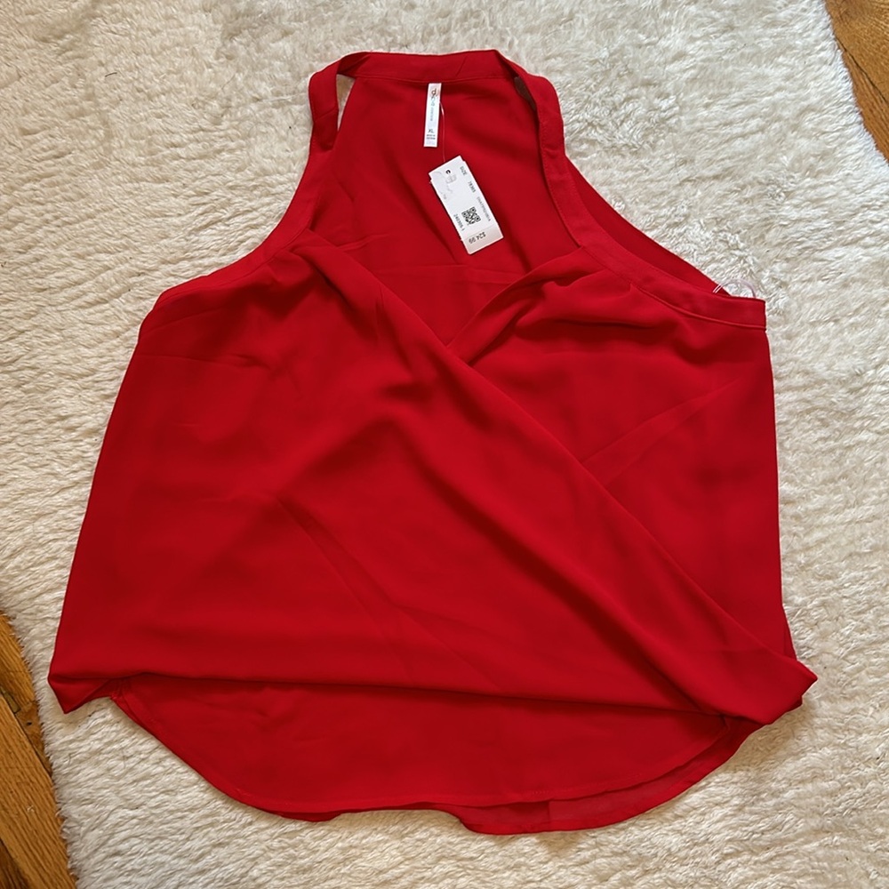 NWT DNA Couture Sleeveless Dressy Flowy Chiffon Red Tank Top size xl